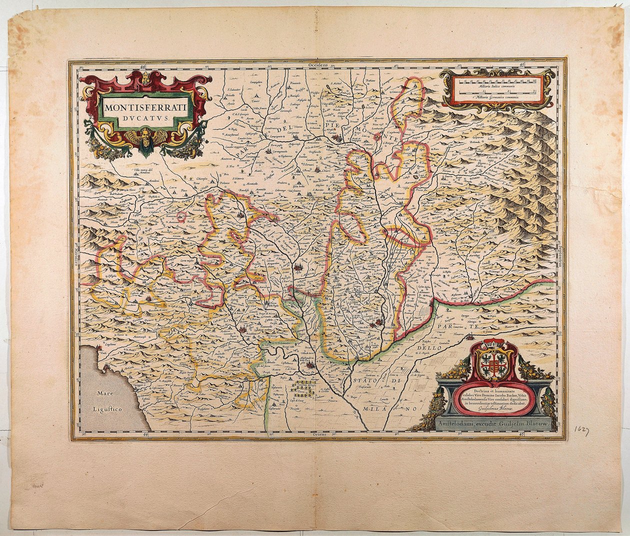 Hertigdömet Monferrato, Karta av Willem Blaeu, Amsterdam, Kopparstick av Willem Blaeu