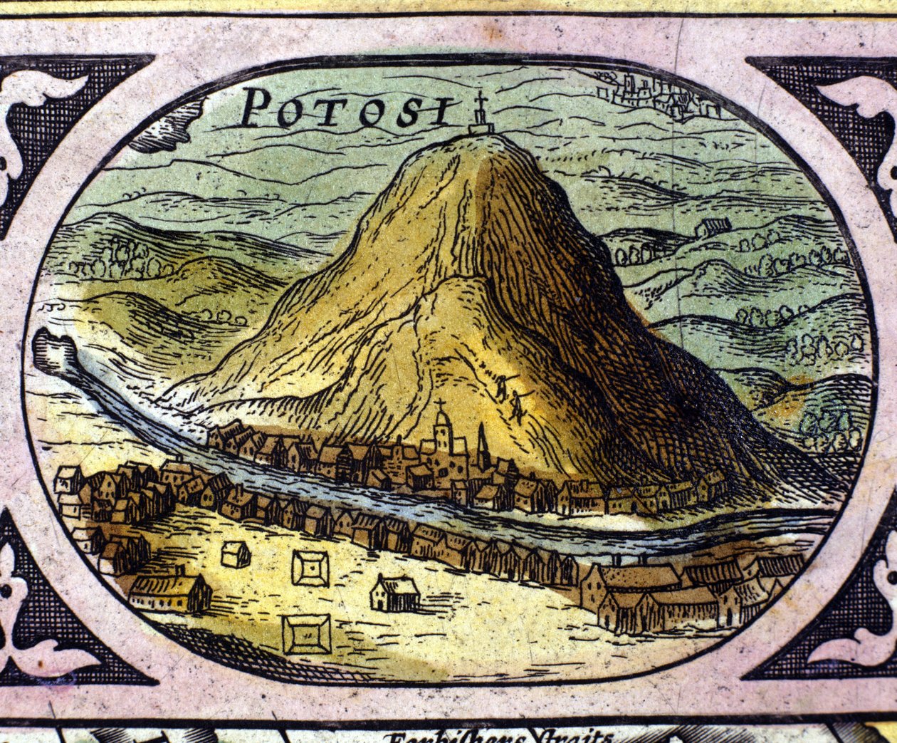 Silvergruvorna i Potosí (Bolivia) efter William Blaeus "Atlas" av Willem Blaeu