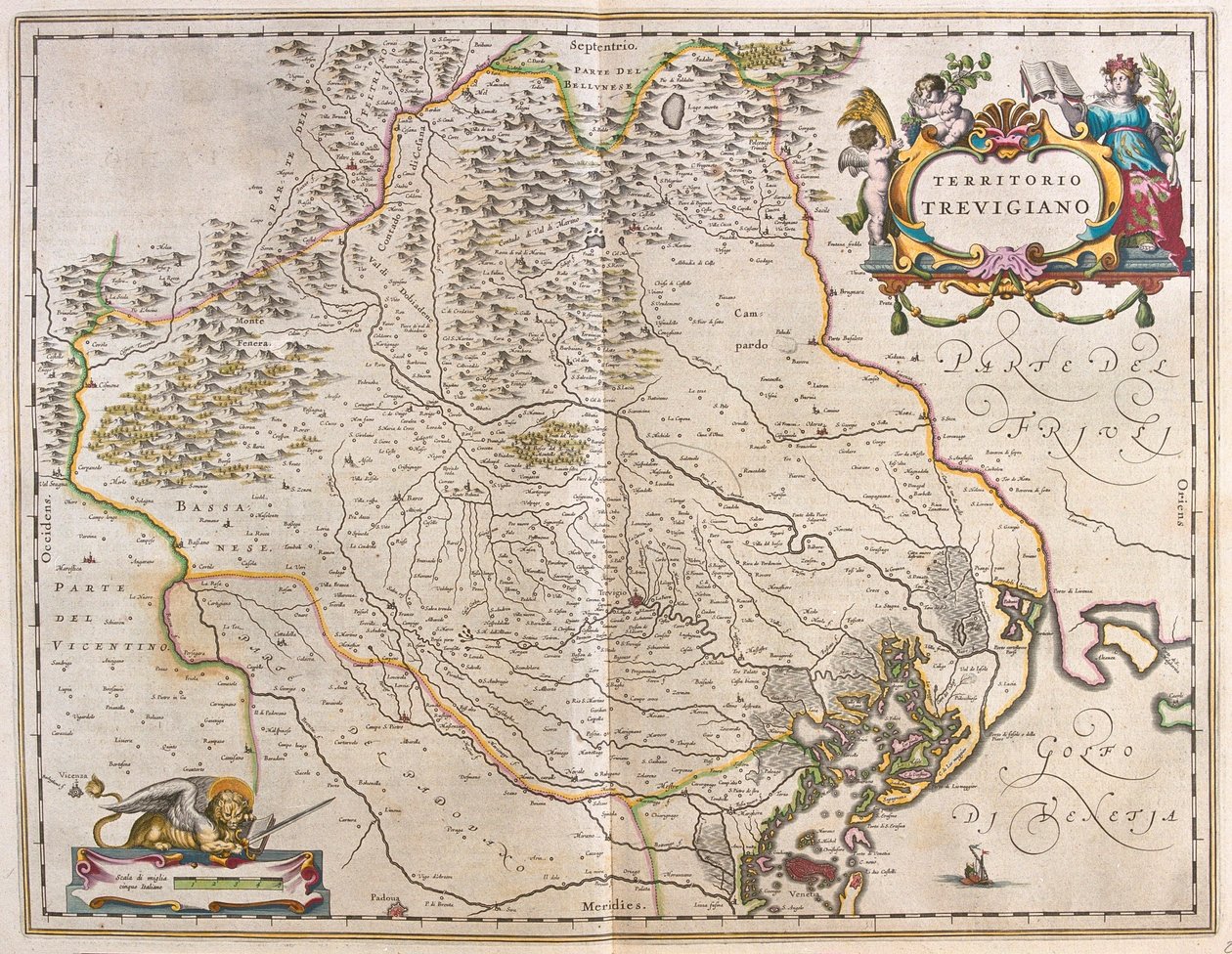 Treviso, Italien, i "Theatrum Orbis Terrarum, sive Atlas Novus" av Willem Blaeu, Amsterdam av Willem Blaeu