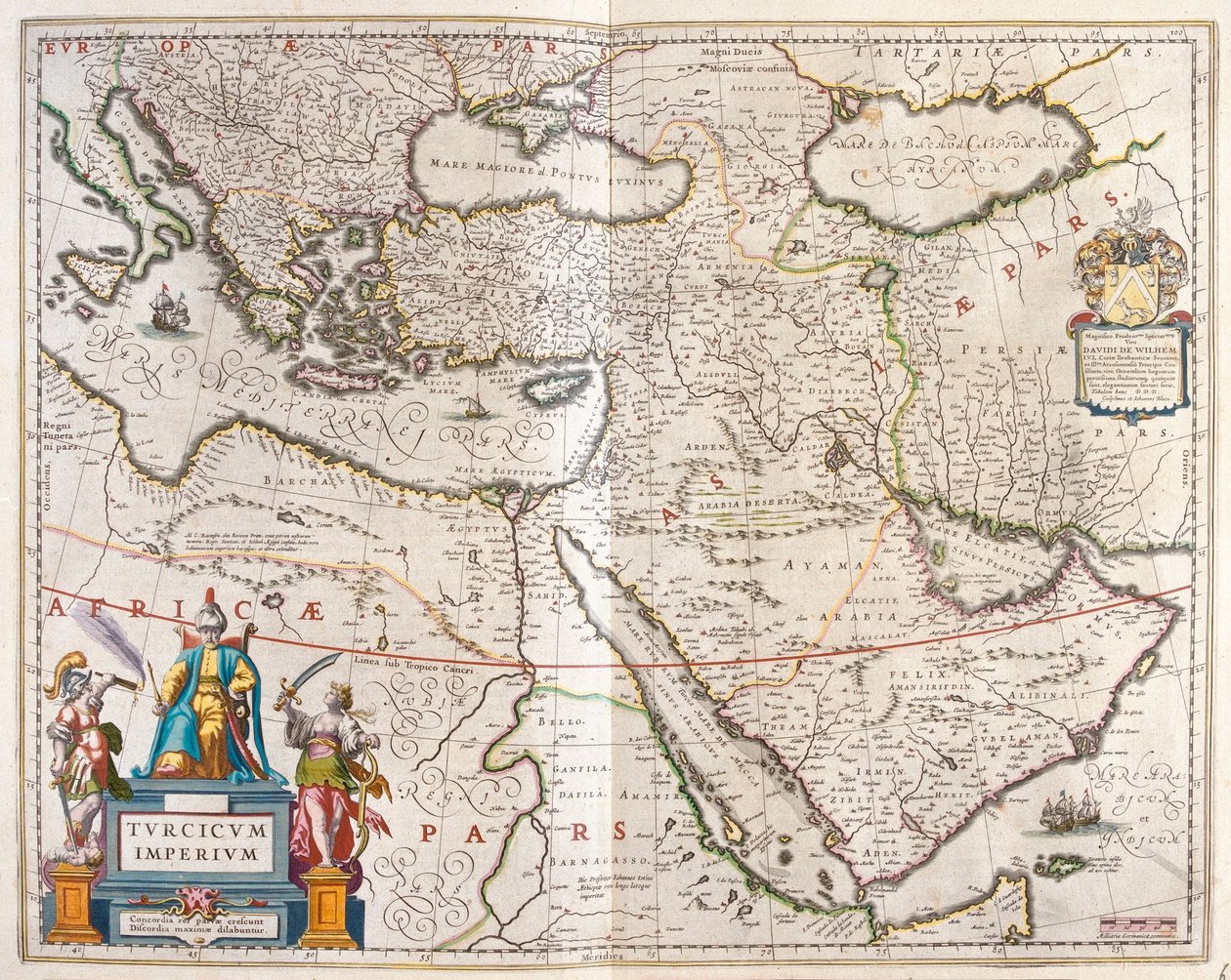 Turkiska imperiet, i "Theatrum Orbis Terrarum, sive Atlas Novus" av Willem Blaeu, Amsterdam av Willem Blaeu
