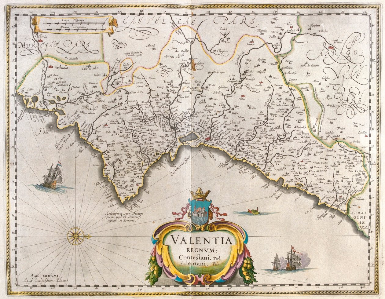 Valencia, i "Theatrum Orbis Terrarum, sive Atlas Novus" av Willem Blaeu, Amsterdam av Willem Blaeu