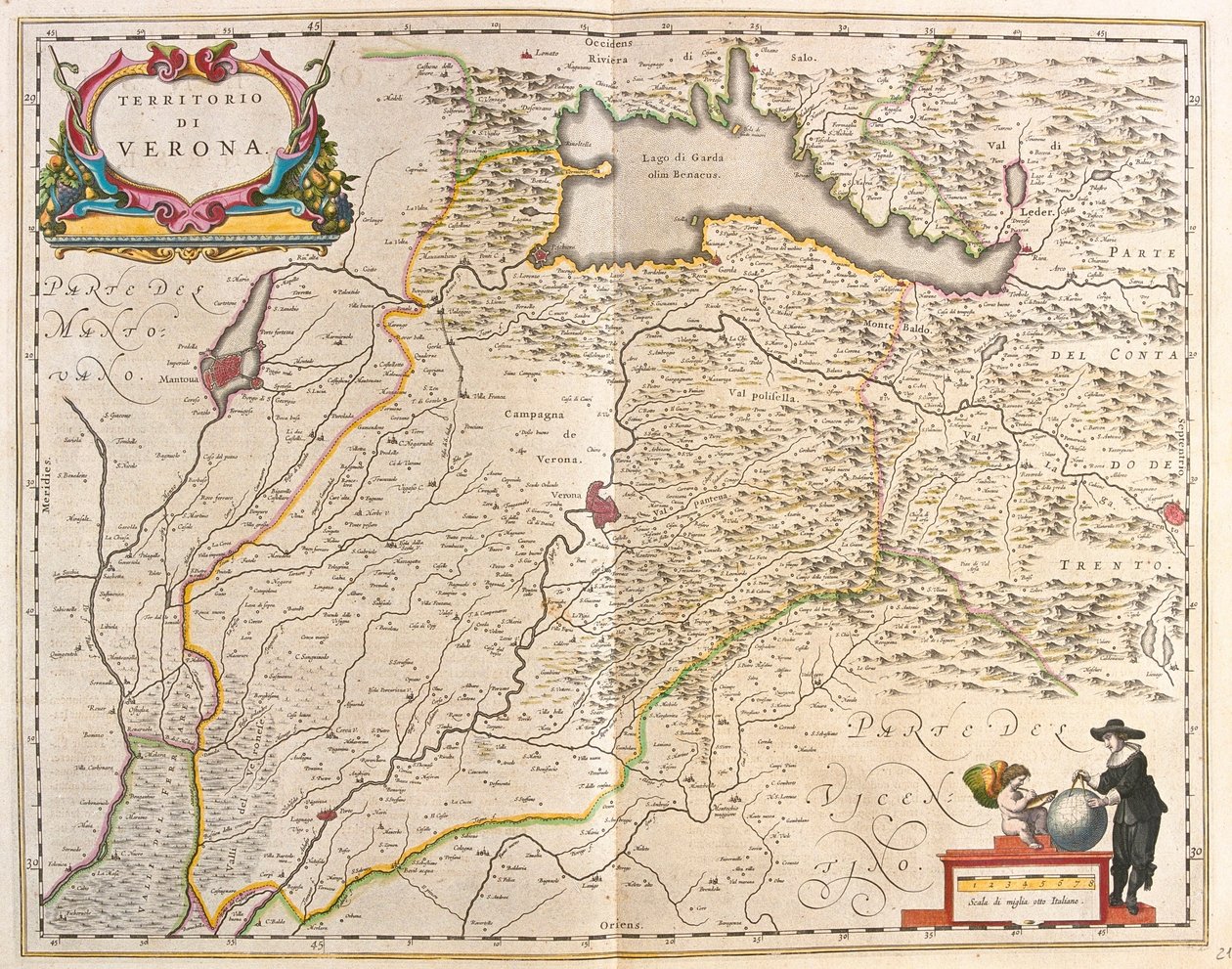 Verona, Italien, i "Theatrum Orbis Terrarum, sive Atlas Novus" av Willem Blaeu, Amsterdam av Willem Blaeu