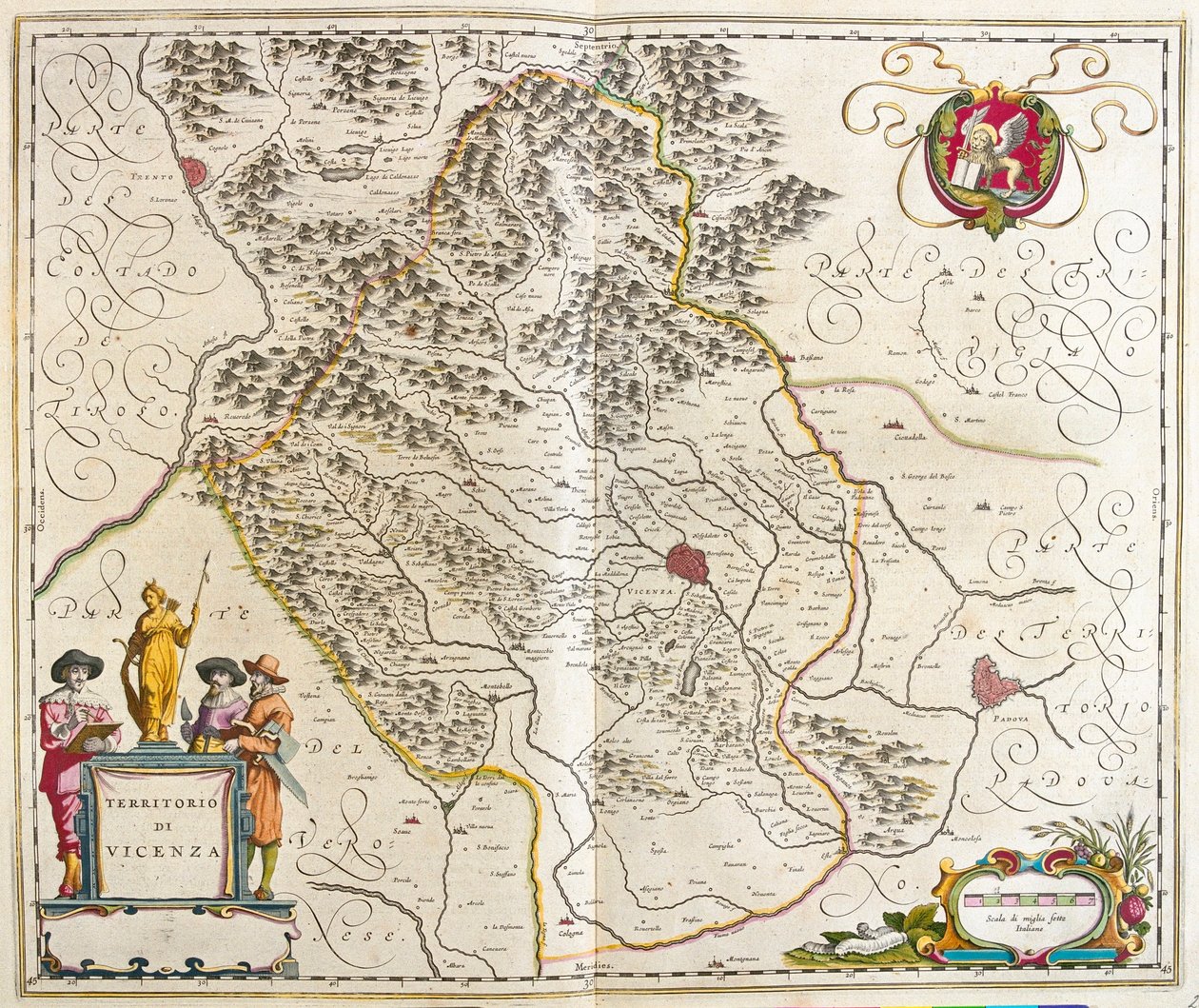 Vicenza, Italien, i "Theatrum Orbis Terrarum, sive Atlas Novus" av Willem Blaeu, Amsterdam av Willem Blaeu