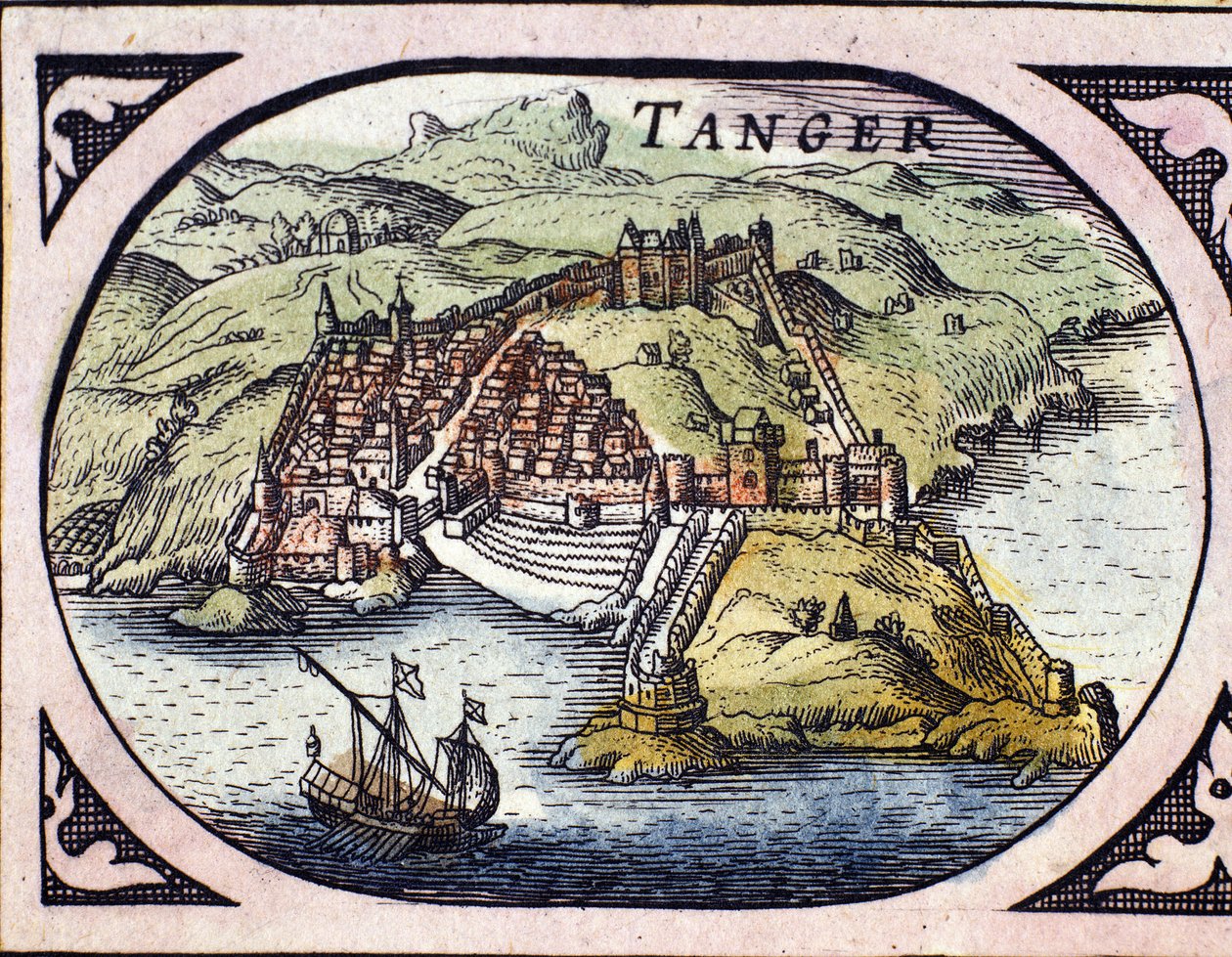 Utsikt över den befästa staden Tanger och kusten, Marocko. Karta från den holländska atlasen av W. G. Blaeu, Amsterdam av Willem Blaeu