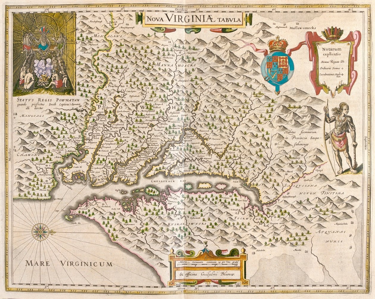 Virginia och Chesapeake-regionen, i "Theatrum Orbis Terrarum, sive Atlas Novus" av Willem Blaeu, Amsterdam av Willem Blaeu