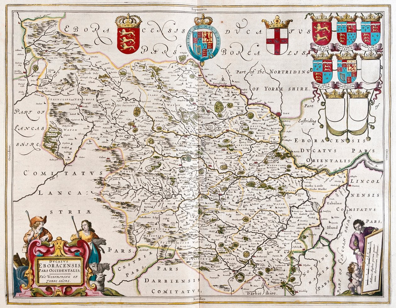 West riding of Yorkshire, i "Theatrum Orbis Terrarum, sive Atlas Novus" av Willem Blaeu, Amsterdam av Willem Blaeu