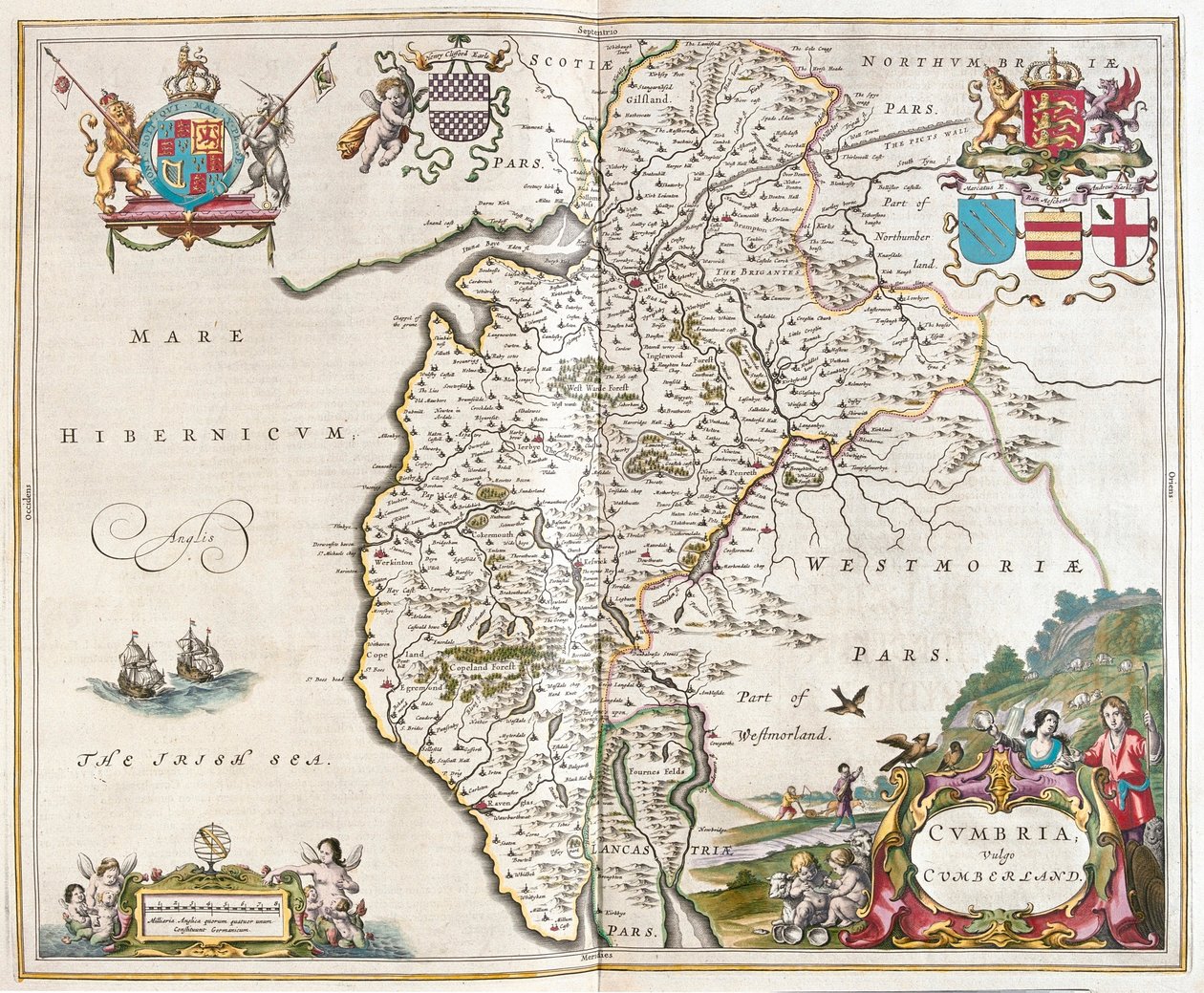 Westmorland - cumbria lake district, i "Theatrum Orbis Terrarum, sive Atlas Novus" av Willem Blaeu, Amsterdam av Willem Blaeu
