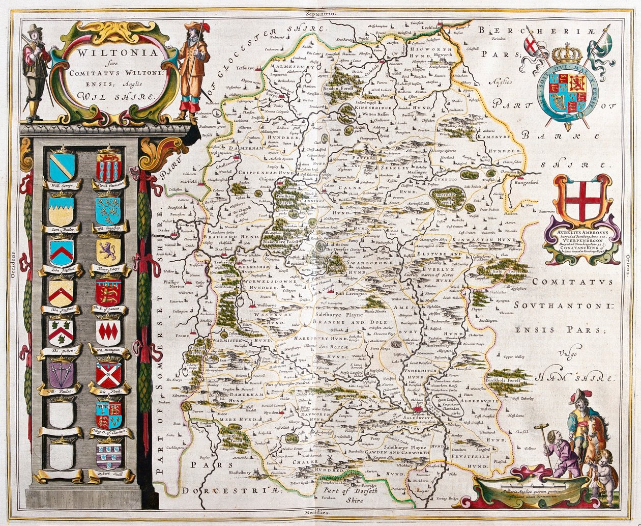 Wilshire, i "Theatrum Orbis Terrarum, sive Atlas Novus" av Willem Blaeu, Amsterdam av Willem Blaeu