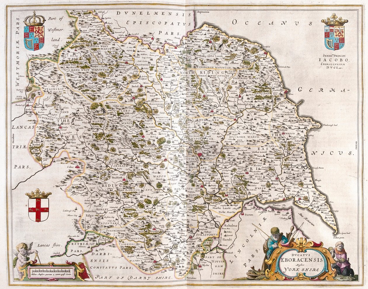 Yorkshire, i "Theatrum Orbis Terrarum, sive Atlas Novus" av Willem Blaeu, Amsterdam av Willem Blaeu