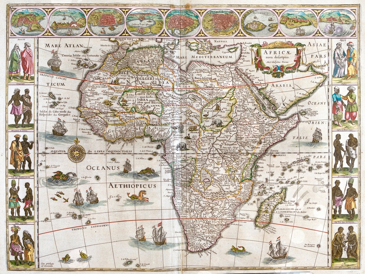 Afrika, i "Theatrum Orbis Terrarum, sive Atlas Novus" av Willem Blaeu, Amsterdam av Willem Blaeu