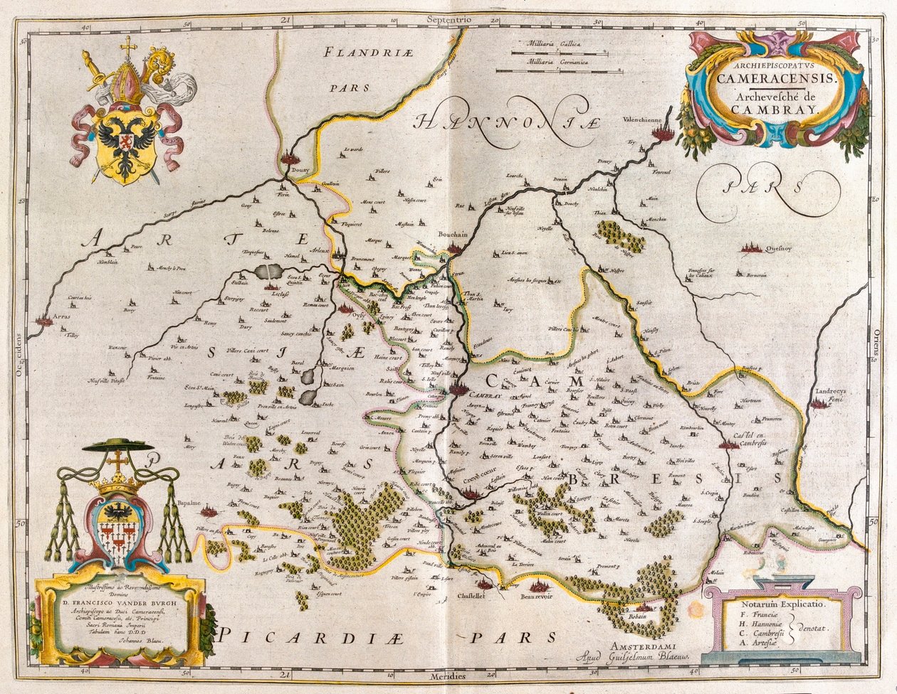 cambrey, crevecoeur, bouchain, i "Theatrum Orbis Terrarum, sive Atlas Novus" av Willem Blaeu, Amsterdam av Willem Blaeu