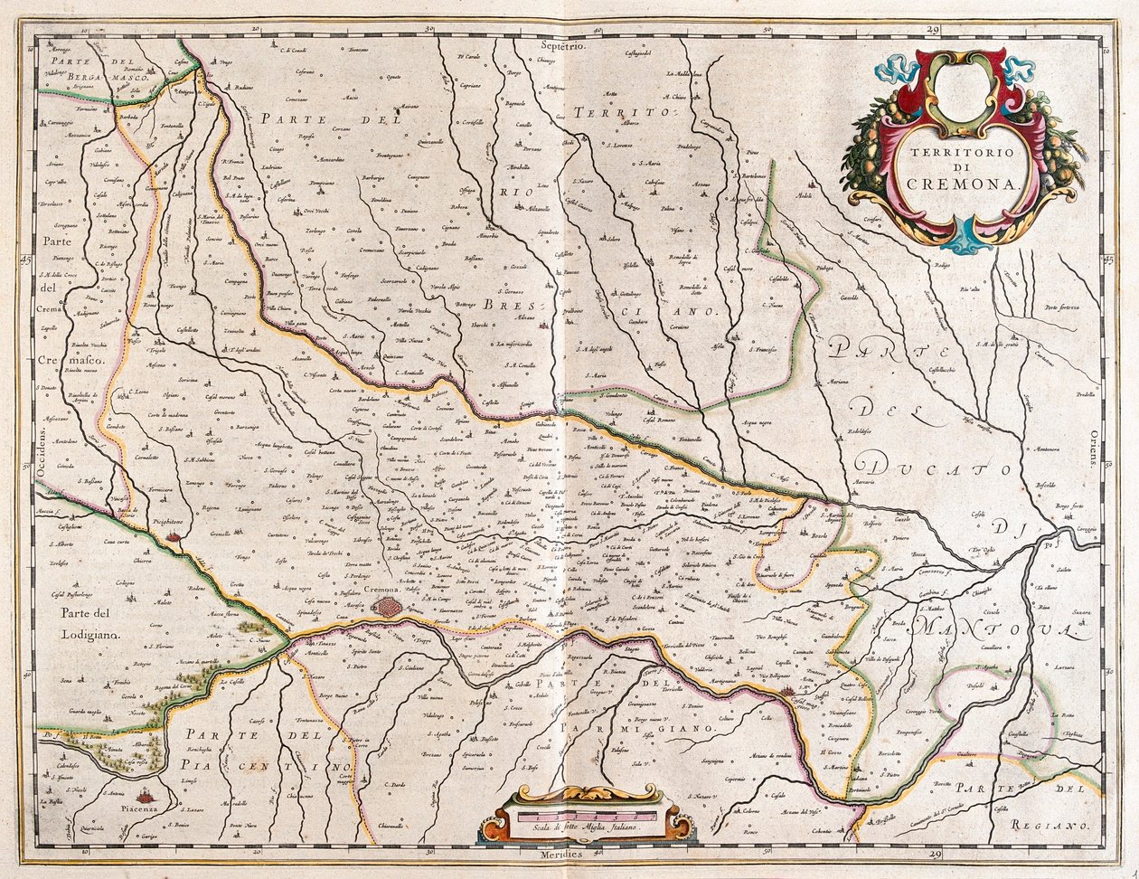 staden Cremona, Italien, i "Theatrum Orbis Terrarum, sive Atlas Novus" av Willem Blaeu, Amsterdam av Willem Blaeu