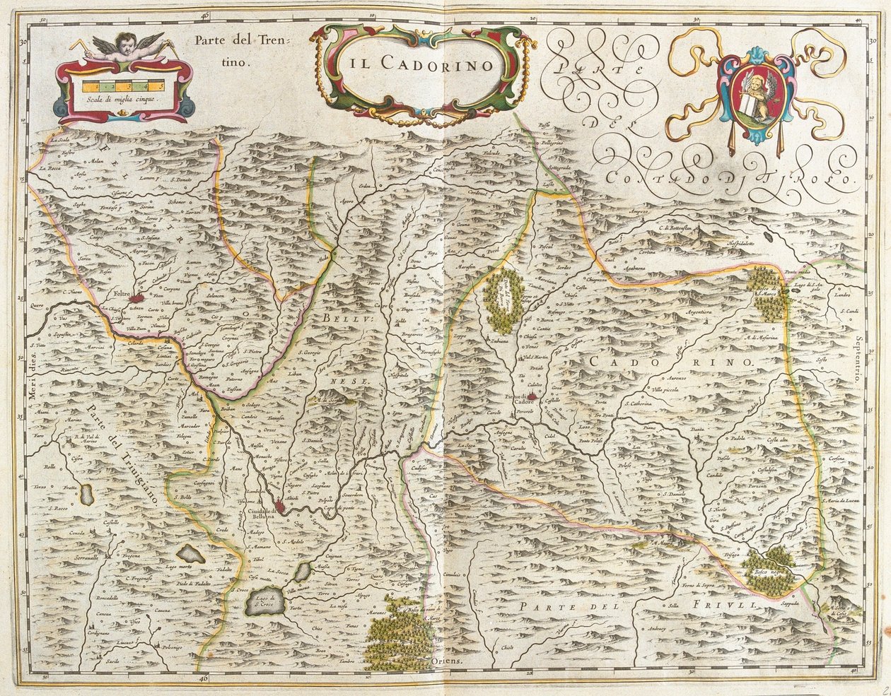 il Cadore (veneto) Italien, i "Theatrum Orbis Terrarum, sive Atlas Novus" av Willem Blaeu, Amsterdam av Willem Blaeu