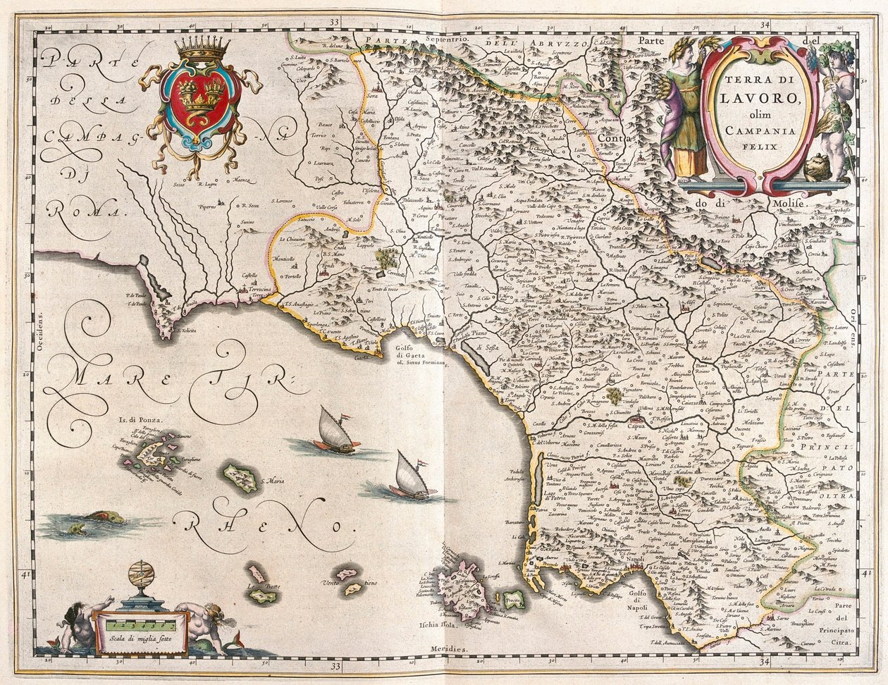 regionen Kampanien i Italien, i "Theatrum Orbis Terrarum, sive Atlas Novus" av Willem Blaeu, Amsterdam av Willem Blaeu