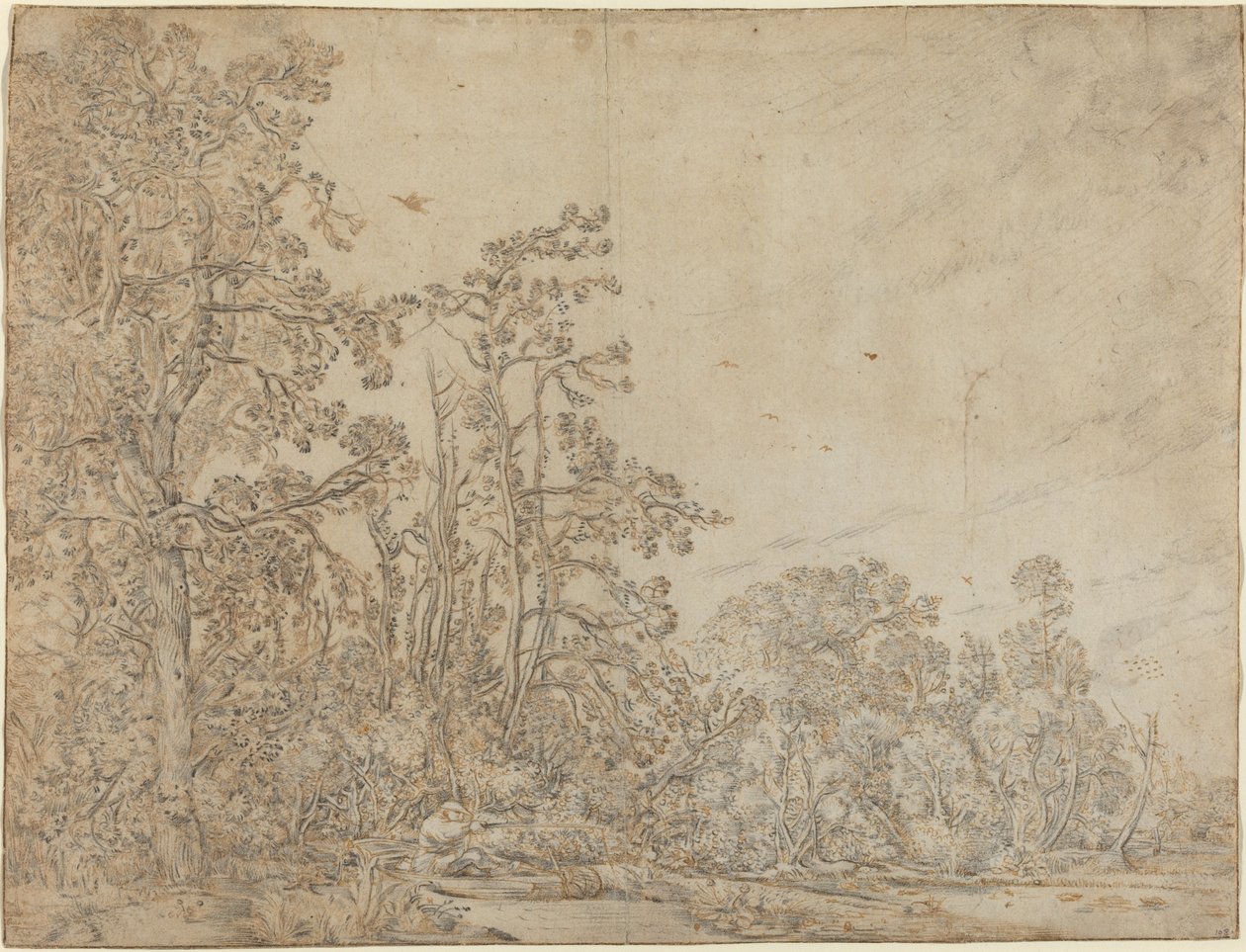 Woodland Pond med en fiskare av Willem Buytewech