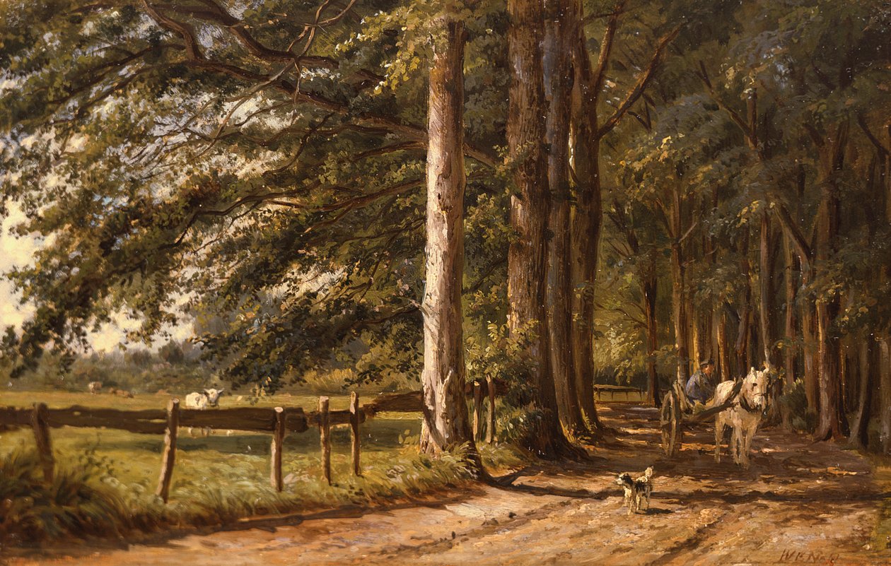 Horsecart på en landsväg, 1800-talet av Willem Carel Nakken