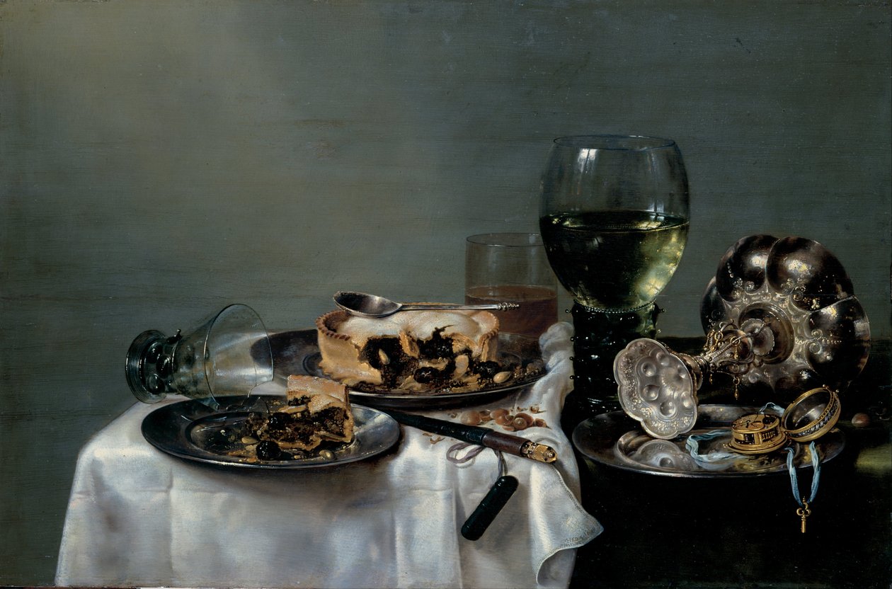 Frukostbord med Blackberry Pie, 1631 av Willem Claesz. Heda