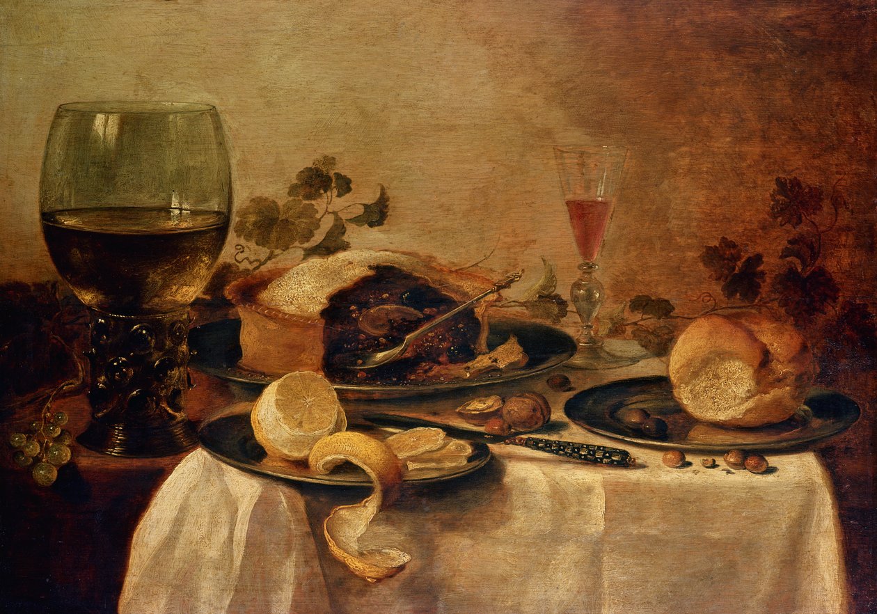Stilleben med fruktpaj, 1635 av Willem Claesz. Heda
