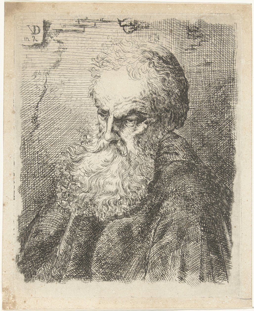 Byst av en gammal skäggig man av Willem Cornelis van Dijk