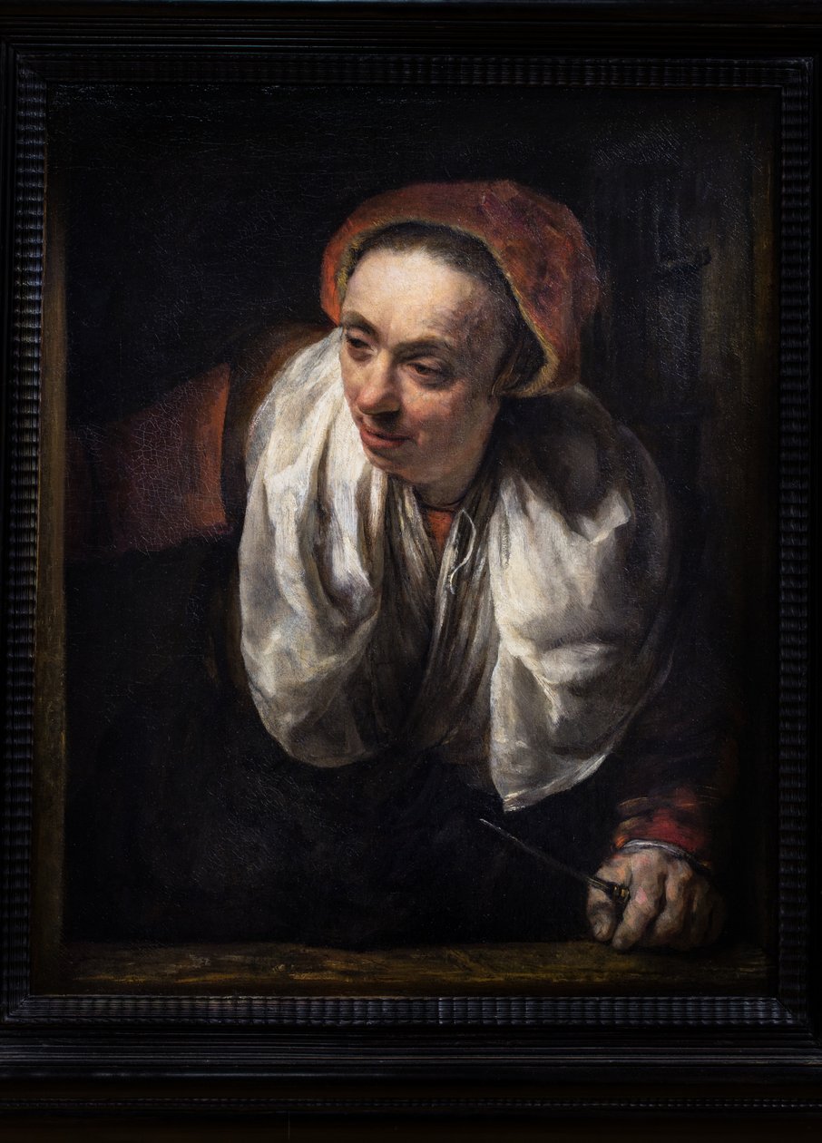 Gammal kvinna vid sitt fönster av Willem Drost
