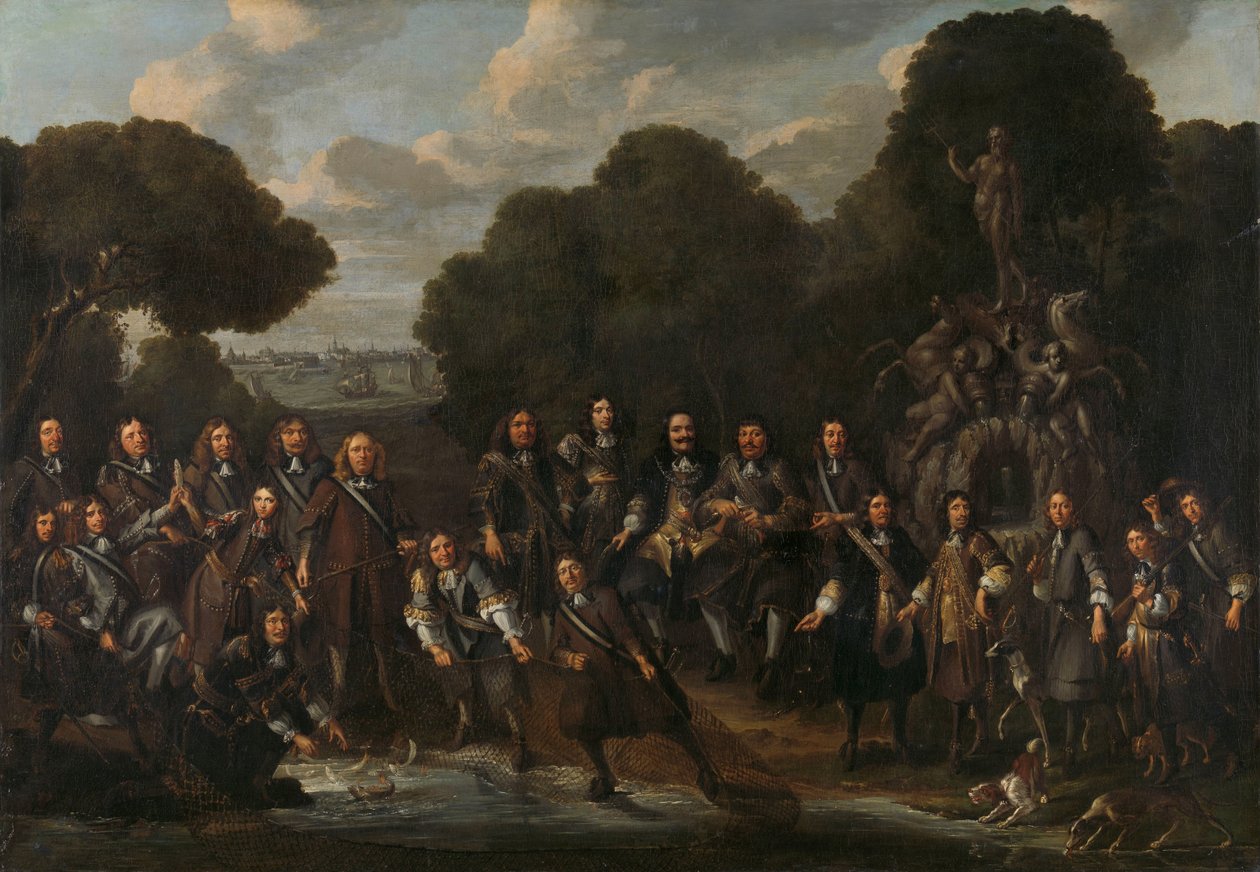 Allegori om det holländska fiskets blomstring efter det andra anglo-holländska kriget (1665-67) av Willem Eversdijck (attributed to)