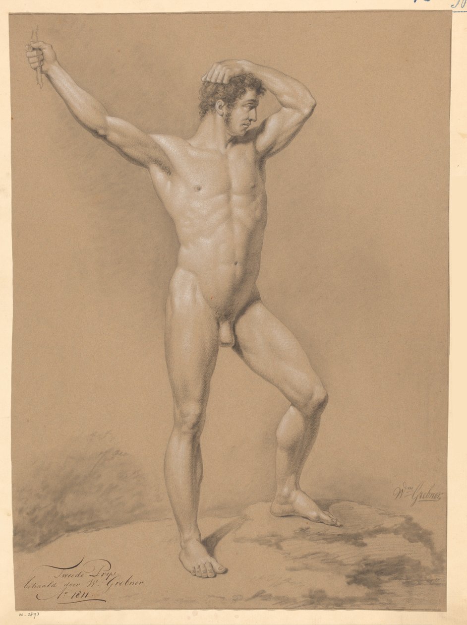 Stående manlig naken, sedd framifrån (2:a pris 1811) av Willem Grebner
