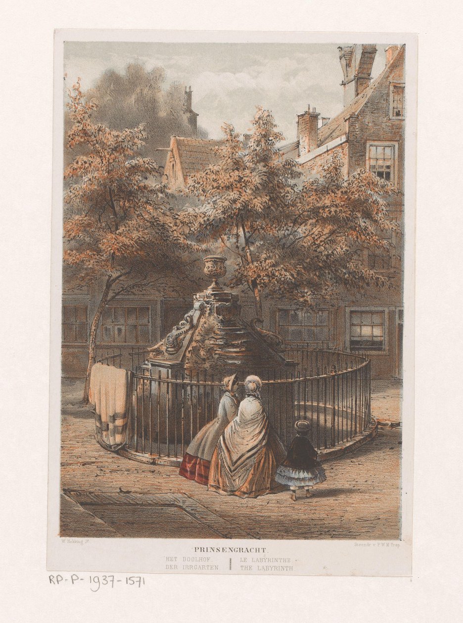 Fontän vid labyrinten i Amsterdam Prinsengracht labyrinten / der Irrgarten / le labyrinthe / labyrinten (titel på objekt) av Willem Hekking jr.
