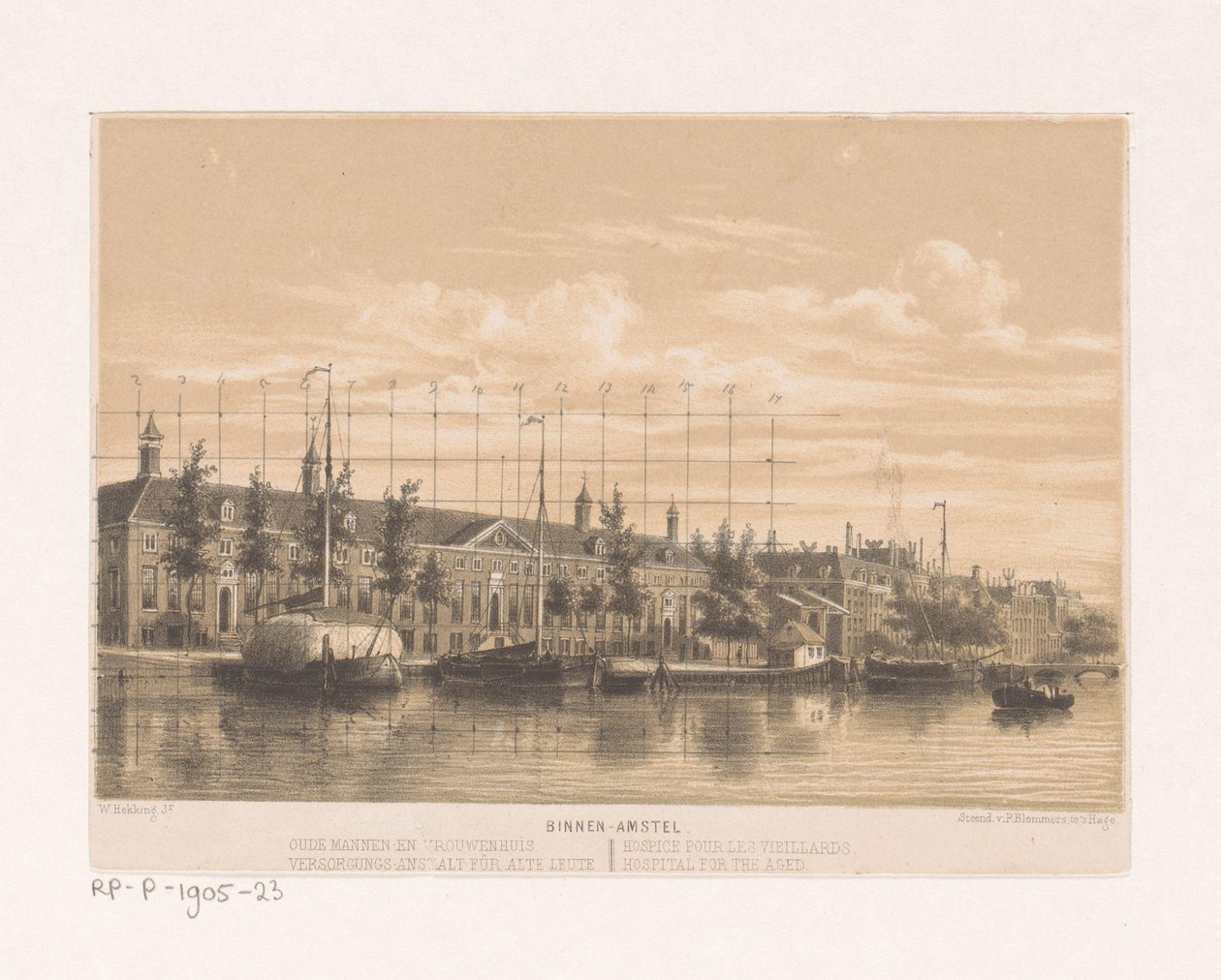 Vårdhem på Binnen Amstel i Amsterdam Gamla mäns och kvinnors hus (titel på objekt) av Willem Hekking jr.