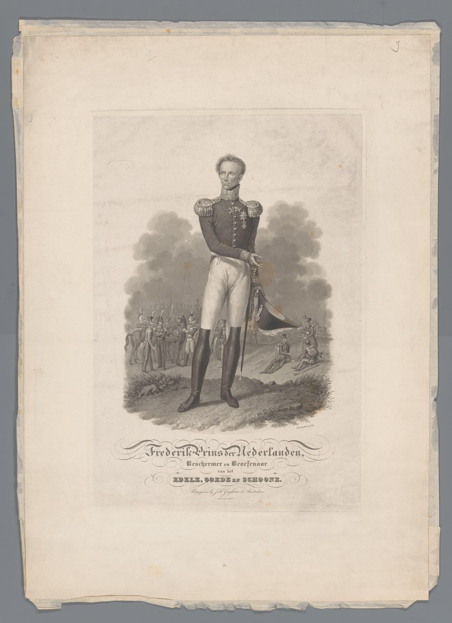 Frederik Prins av Nederländerna, beskyddare och utövare av det ädla, goda och vackra (titel på objektet) av Willem Hendrik Hoogkamer