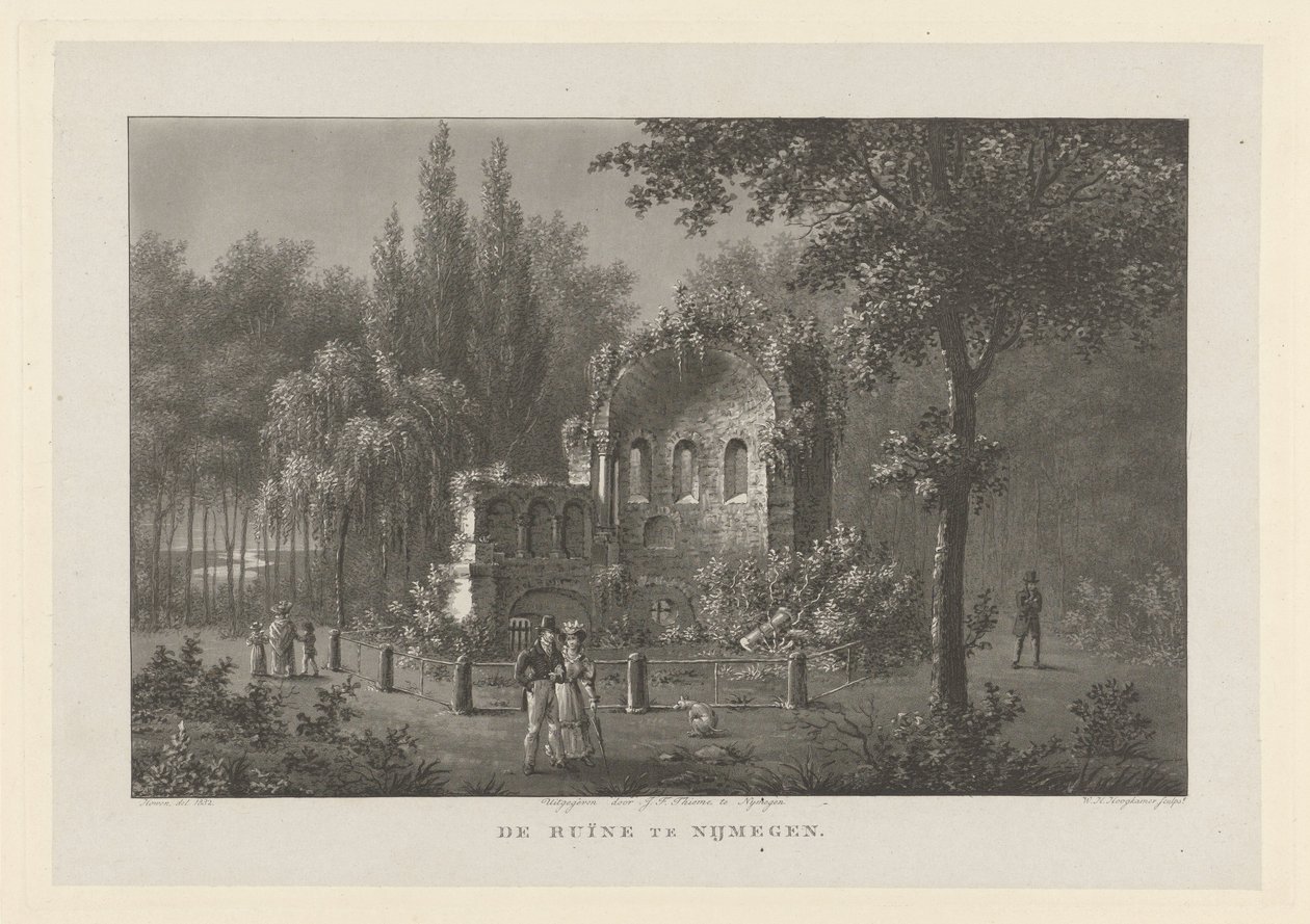 St. Martins kapell (Valkhof) i Nijmegen Ruinerna i Nijmegen (titel på objekt) av Willem Hendrik Hoogkamer