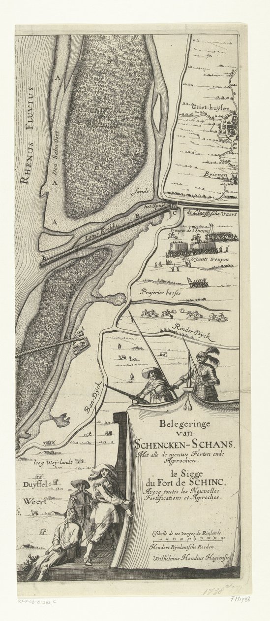 Beleg van Schenckenschans (höger sida), 1635 Belägring av Schencken-Schans, med alla nya fort och inflygningar av Willem Hondius