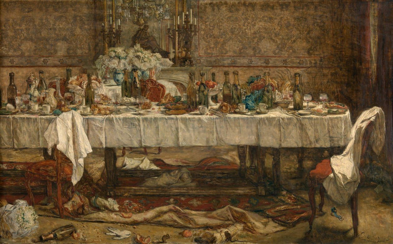 Efter bröllopet (olja på panel) av Willem II Linnig