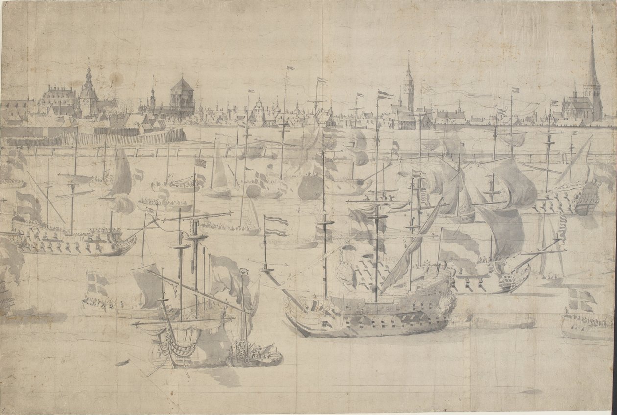 Den holländska flottan på Copenhagen Red 1658 av Willem I van de Velde