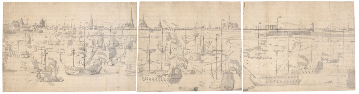 Den holländska flottan på Copenhagen Red 1658 av Willem I van de Velde
