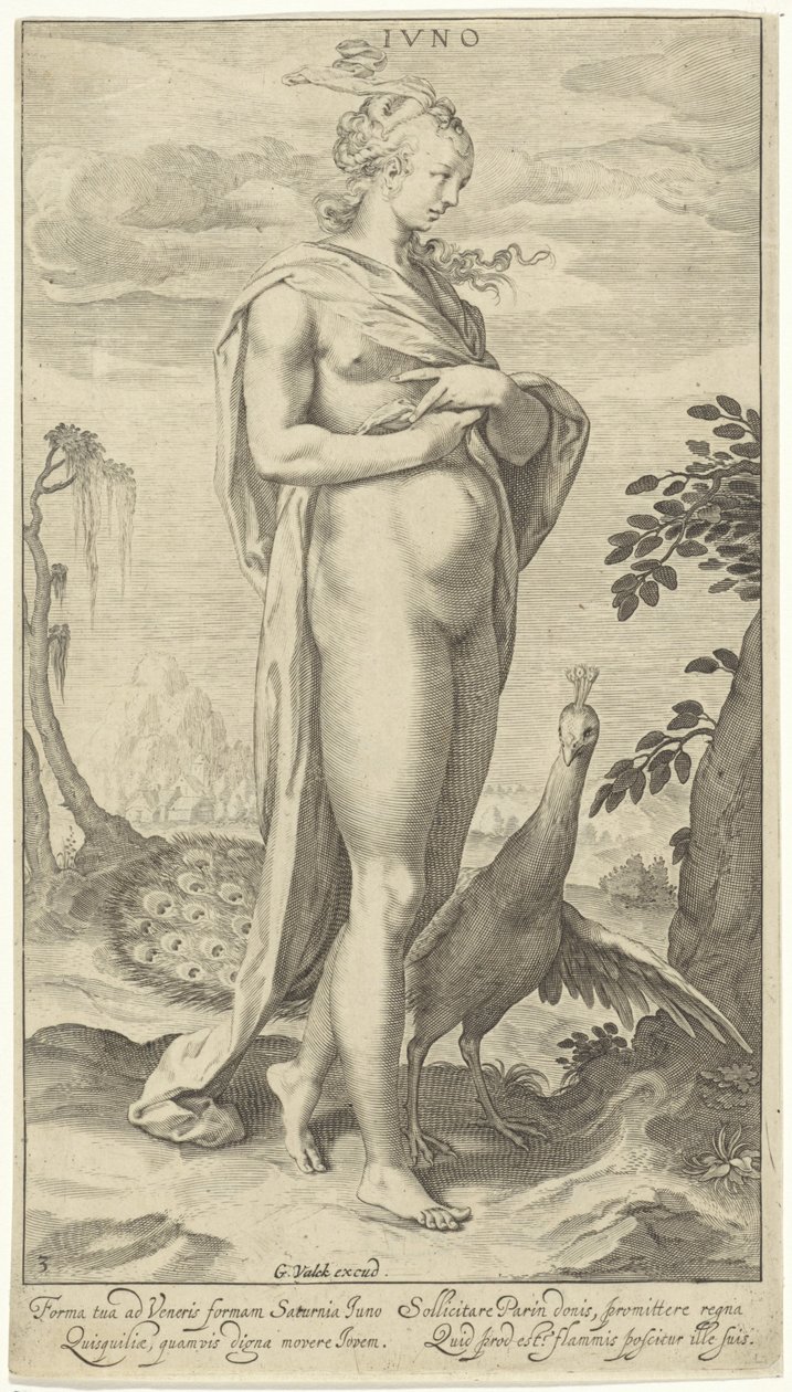 Juno med påfågel Juno (titel på objekt) Judgment of Paris (serietitel) av Willem Isaacsz. van Swanenburg