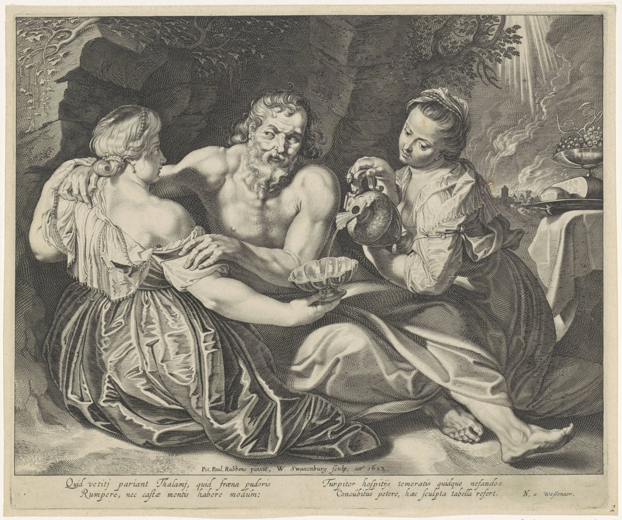 Lot berusad av sina döttrar av Willem Isaacsz. van Swanenburg