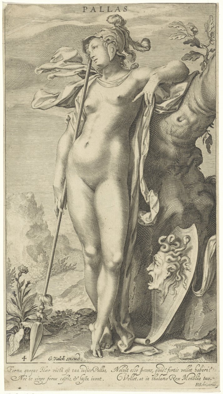 Minerva vid ett träd Pallas (titel på objekt) Judgment of Paris (serietitel) av Willem Isaacsz. van Swanenburg
