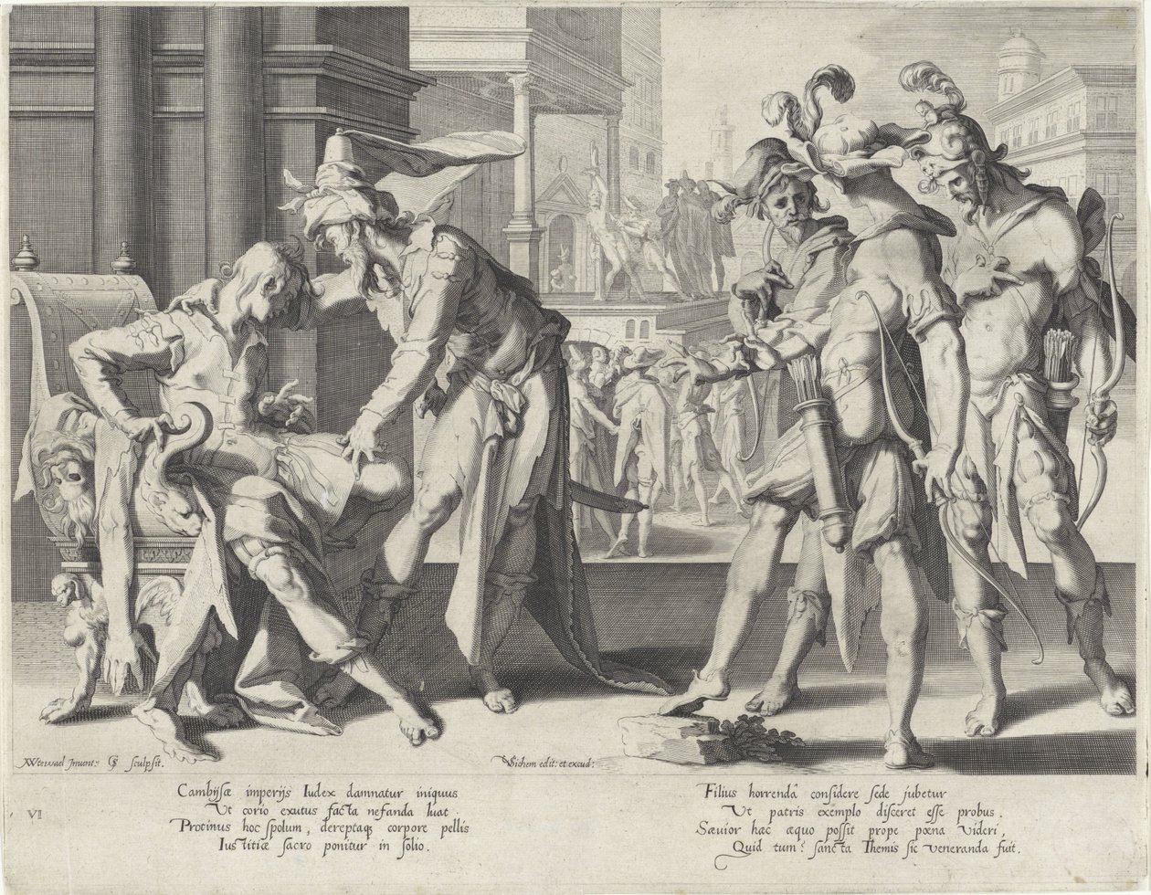 Oordeel van Cambyses Throne of Justice (serietitel) av Willem Isaacsz. van Swanenburg