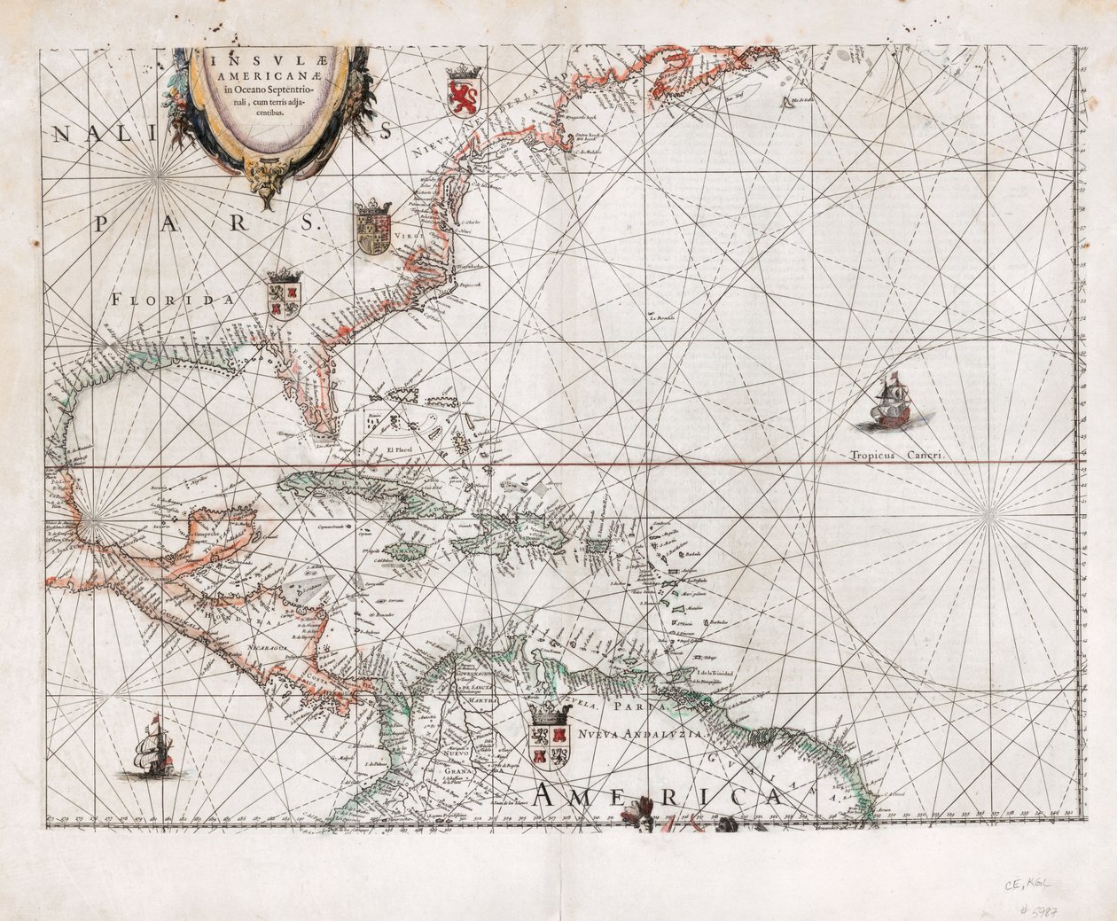 Insvlæ Americanæ in Oceano Septentrionali cum terris adjacentibus. LOC 2003630536 av Willem Janszoon Blaeu
