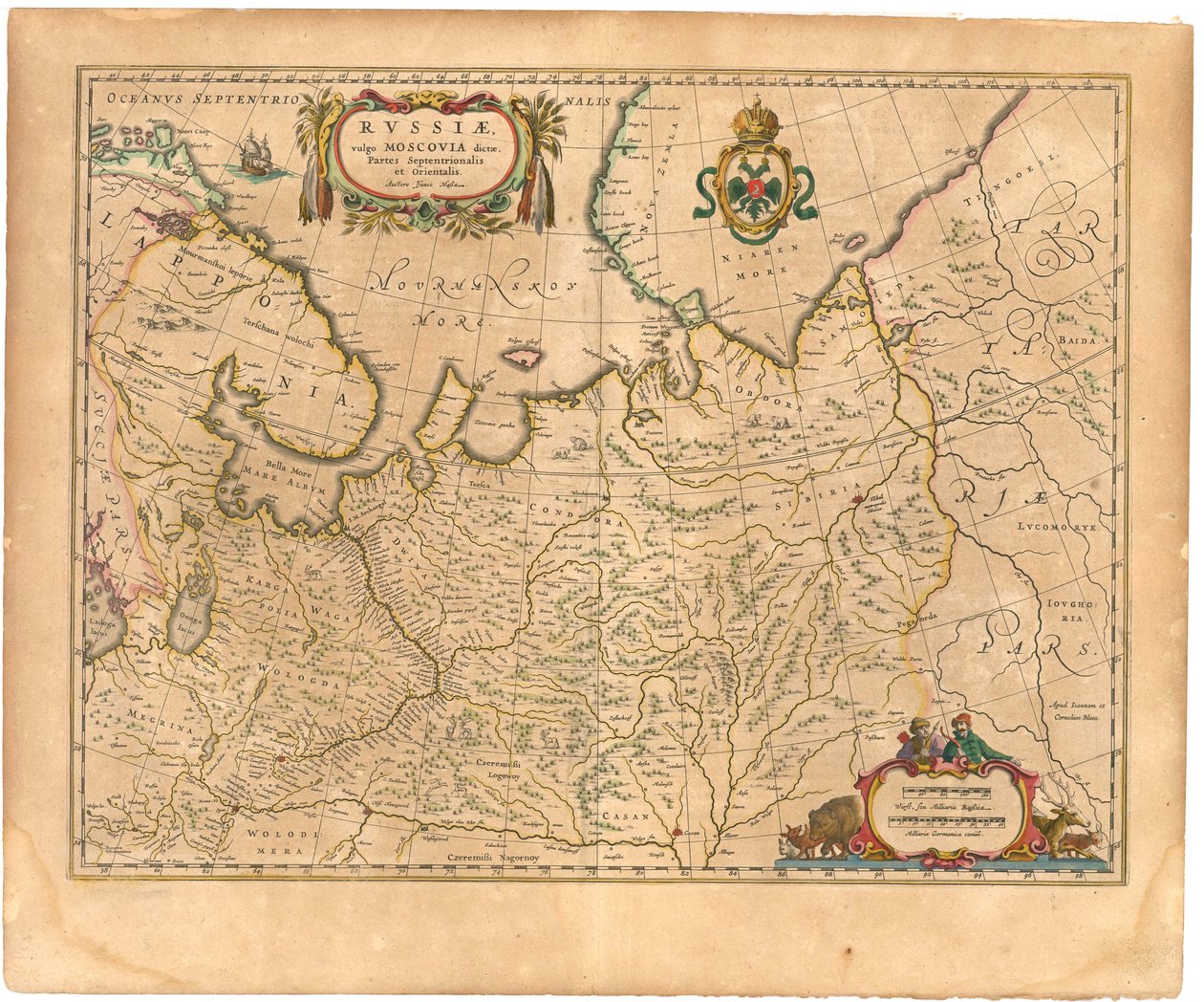 Karta över Ryssland Från: Världskarta..., 1645 av Willem Janszoon Blaeu