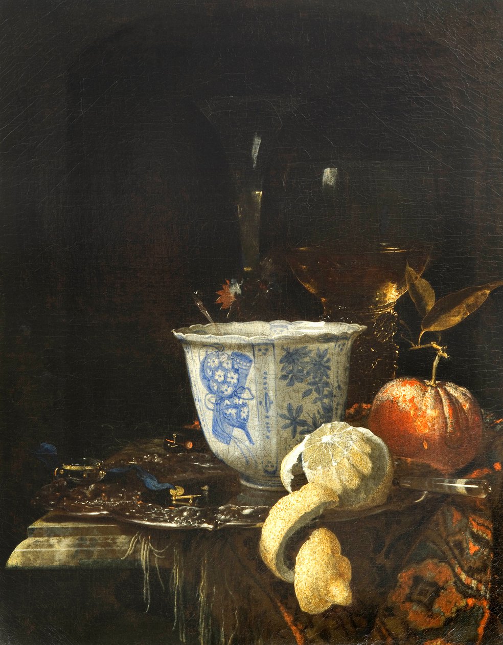 "Stilleben med en kinesisk porslinsskål" Målning av Willem Kalf (1619-1693) Olja på duk, 52,5x41,8 - Fondation Custodia av Willem Kalf