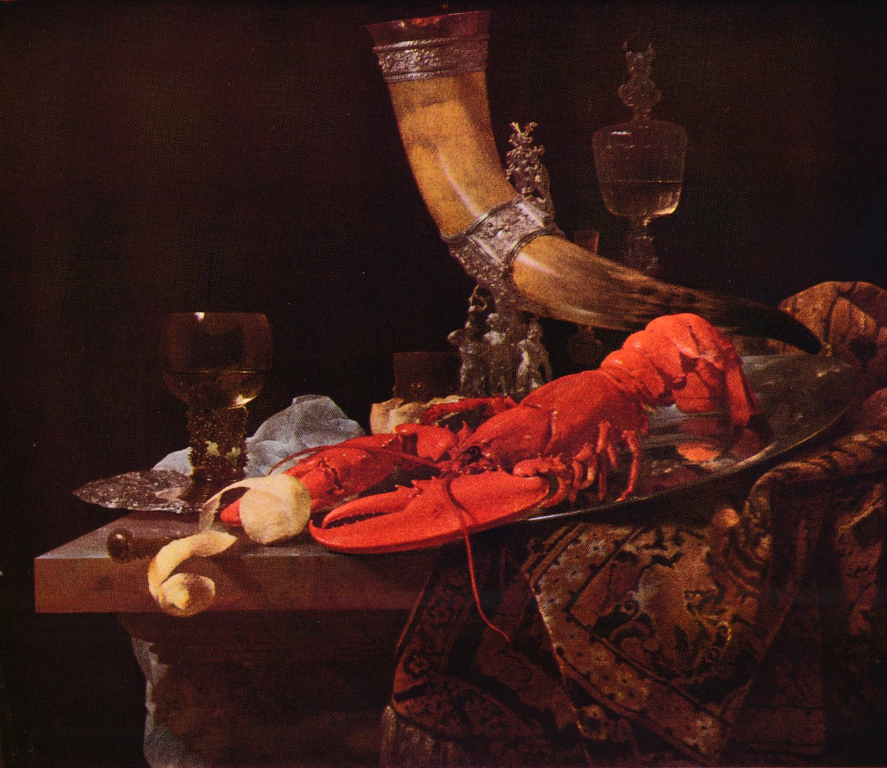 Stilleben med drickshorn, c1653, 1938 av Willem Kalf