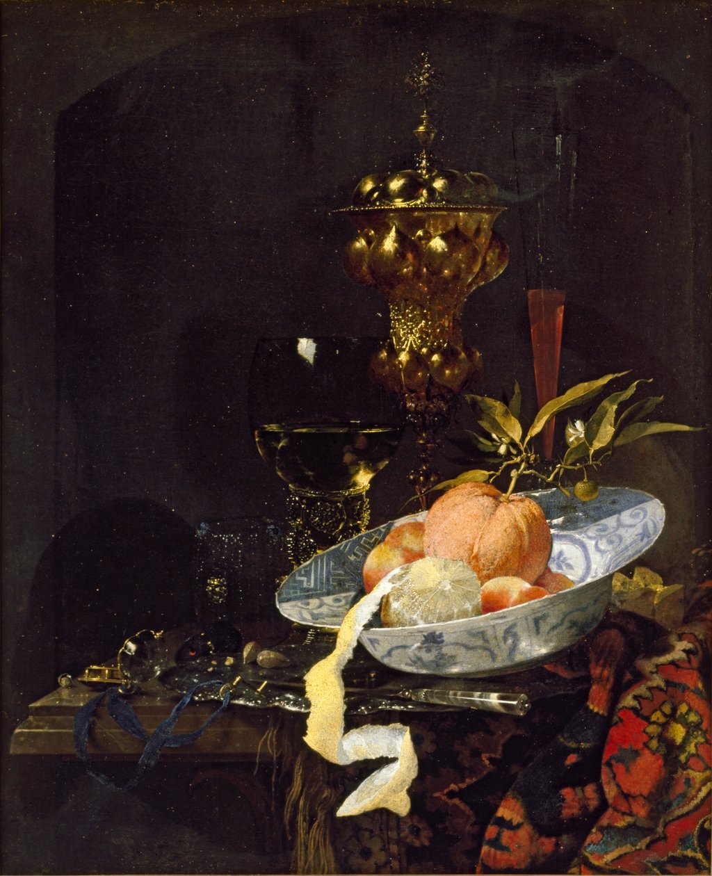 Stilleben med en orientalisk matta, tidigt 1660-tal av Willem Kalf