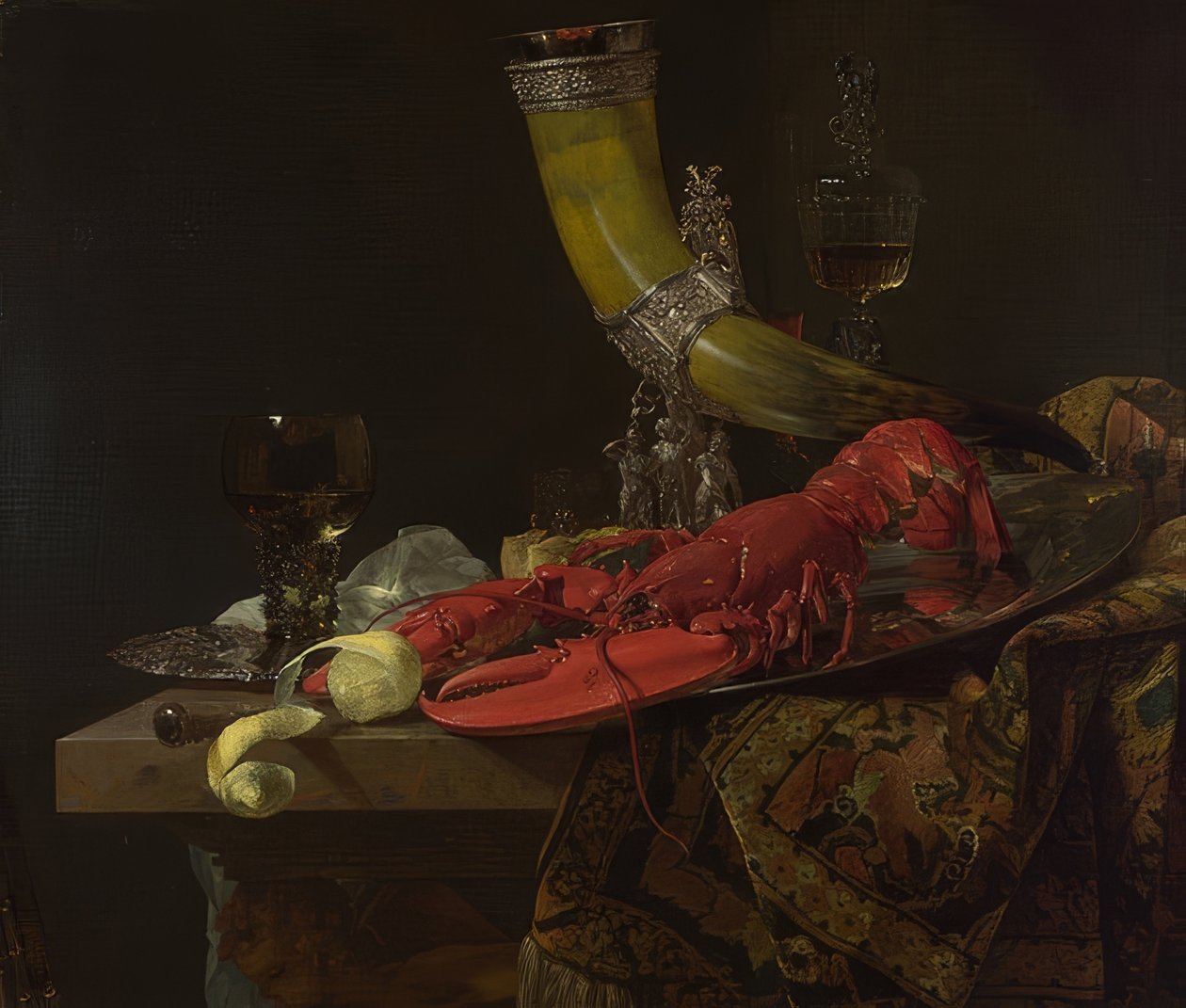 Stilleben med drickshorn. Omkring 1653 av Willem Kalf