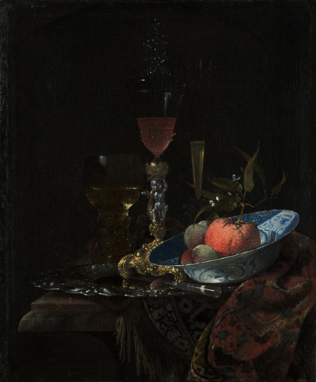 Vinglas och en skål med frukt, 1663 av Willem Kalf