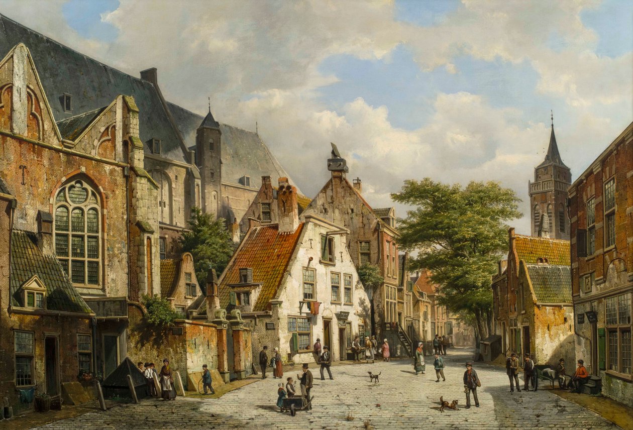En holländsk gatubild på sommaren, 1800-talet av Willem Koekkoek