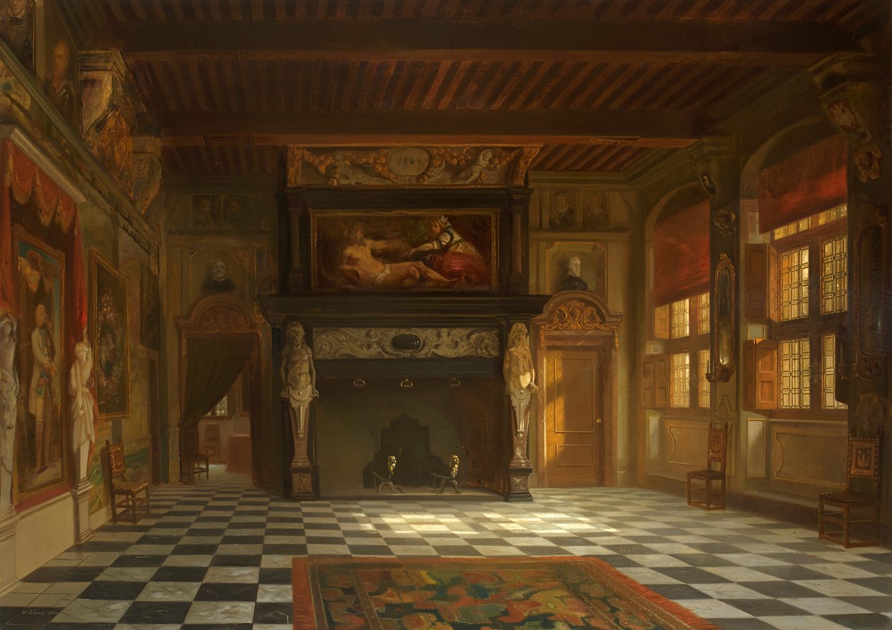 Bröllopssalen i stadshuset Stadhuis i Antwerpen, 1852. av Willem Linnig the Elder