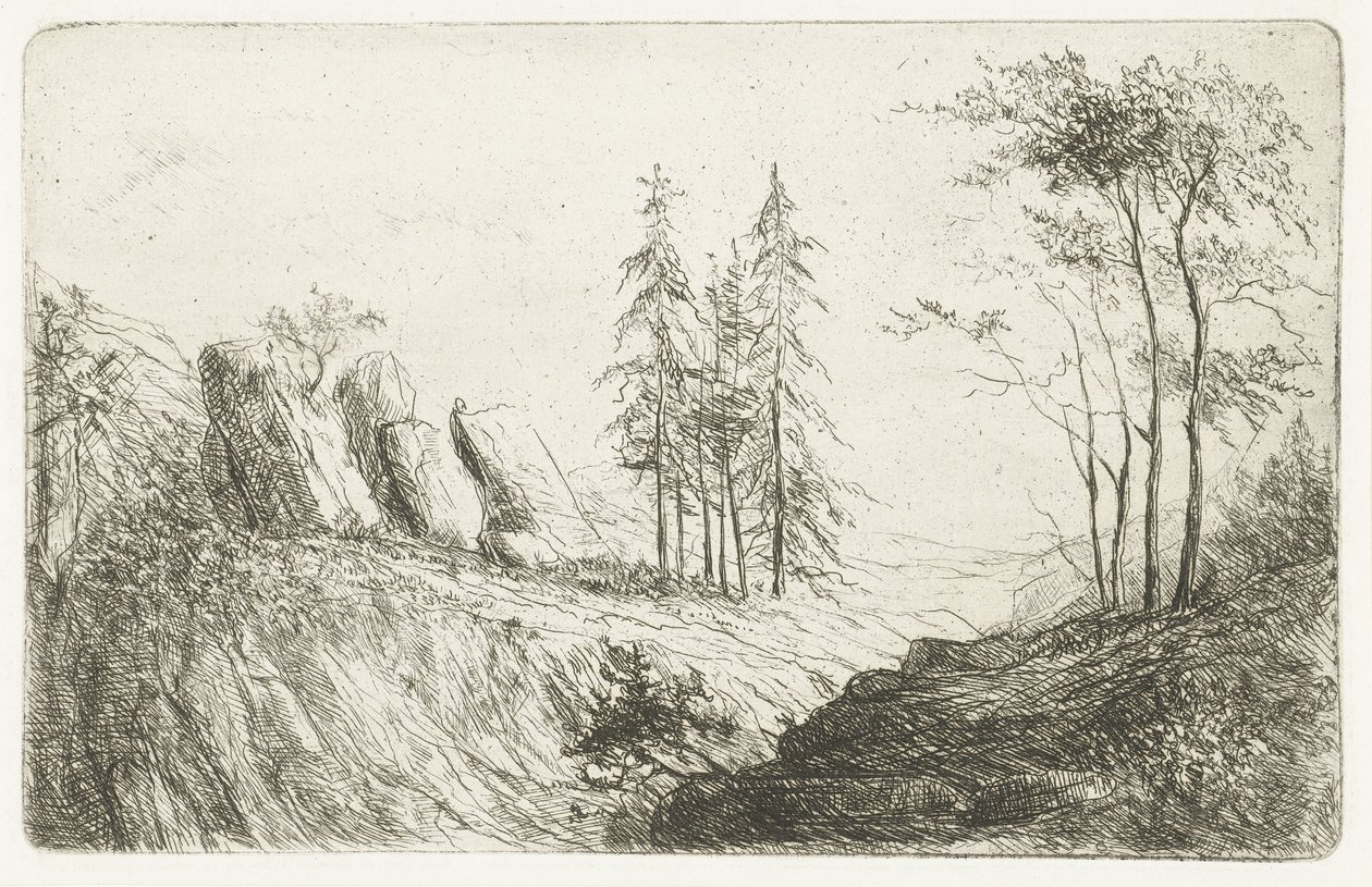 Berglandskap med träd av Willem Matthias Jan van Dielen