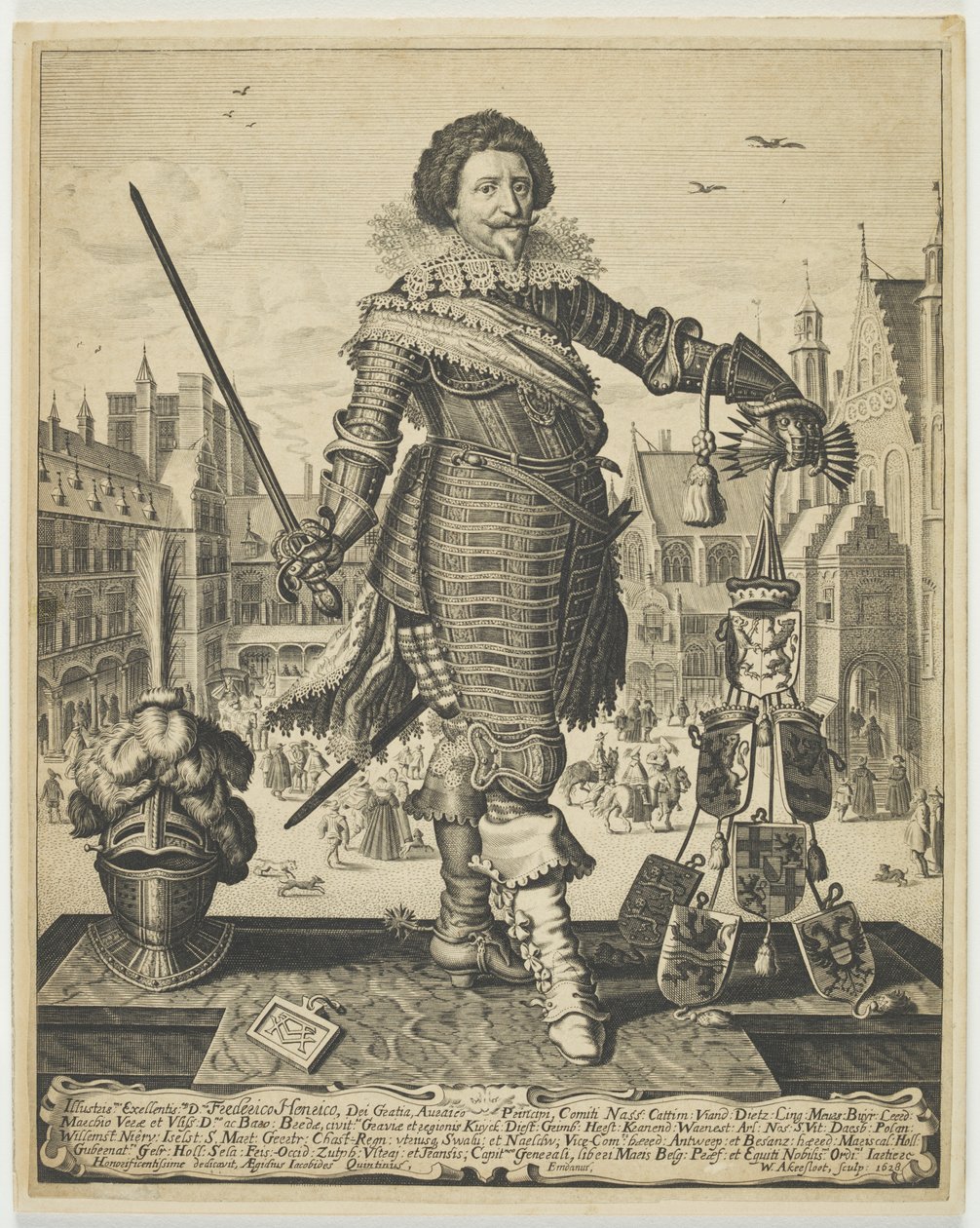 Frederik Hendrik, Prins av Orange, ca 1634 (gravyr) av Willem Outgertsz Akersloot