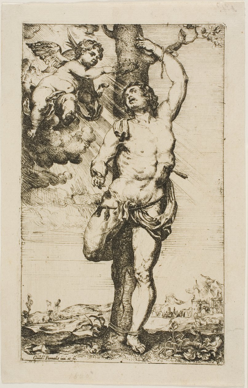 Saint Sebastian krönt av en ängel av Willem Panneels